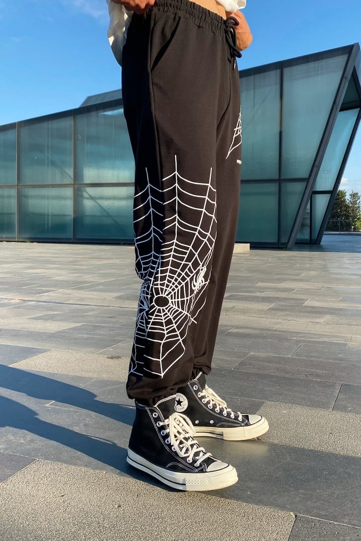 Spider Web Siyah Eşofman Altı