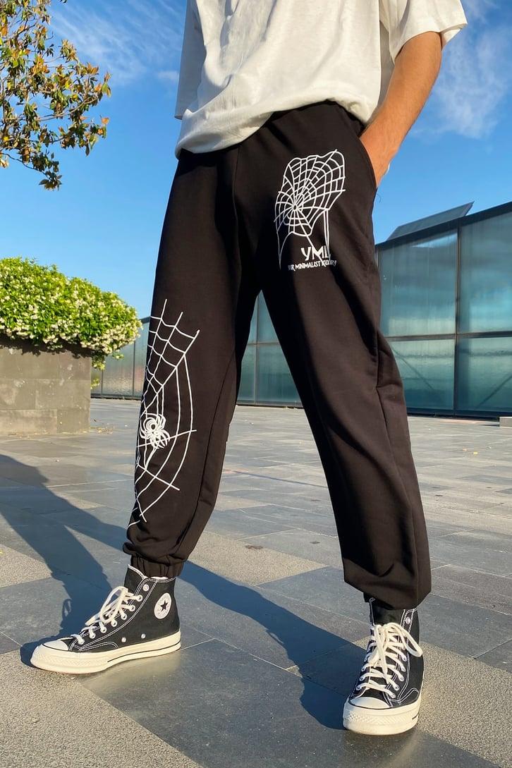 Spider Web Siyah Eşofman Altı