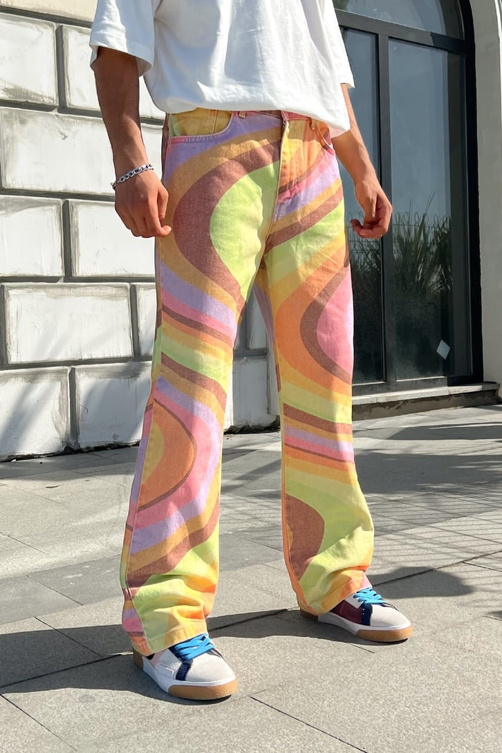 Spiral Desen Colorful Baggy Jean