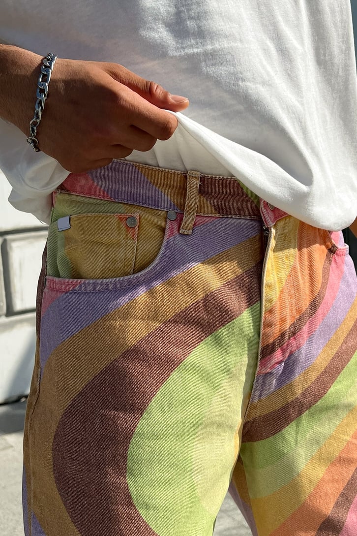 Spiral Desen Colorful Baggy Jean