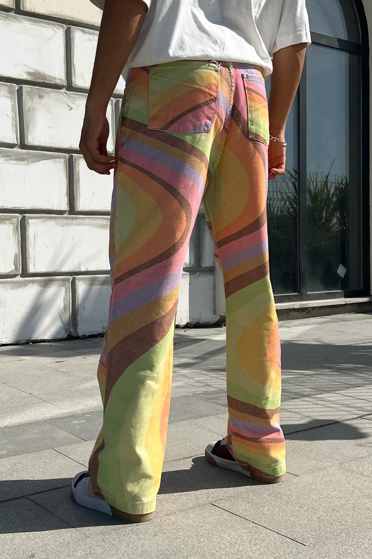 Spiral Desen Colorful Baggy Jean