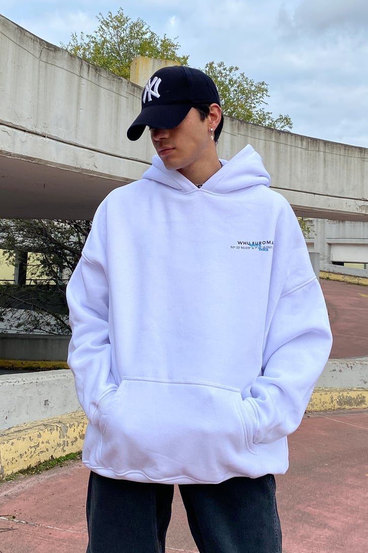 Spirit's Back Printed Oversize Beyaz Hoodie