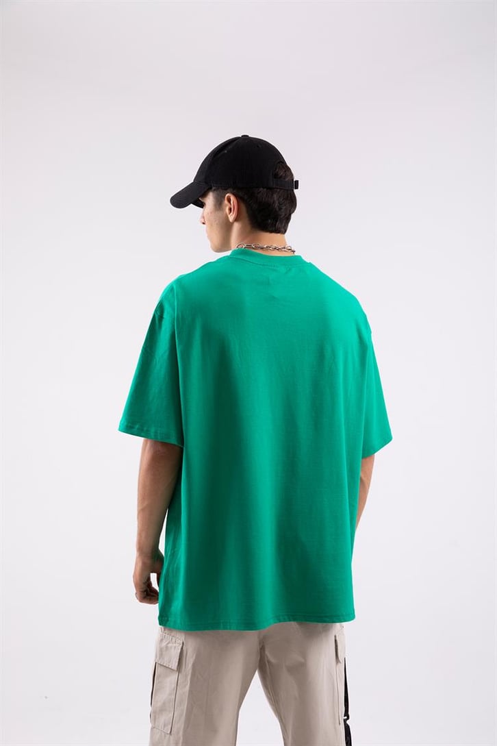 Spmd Baskılı Yeşil Oversize Tshirt