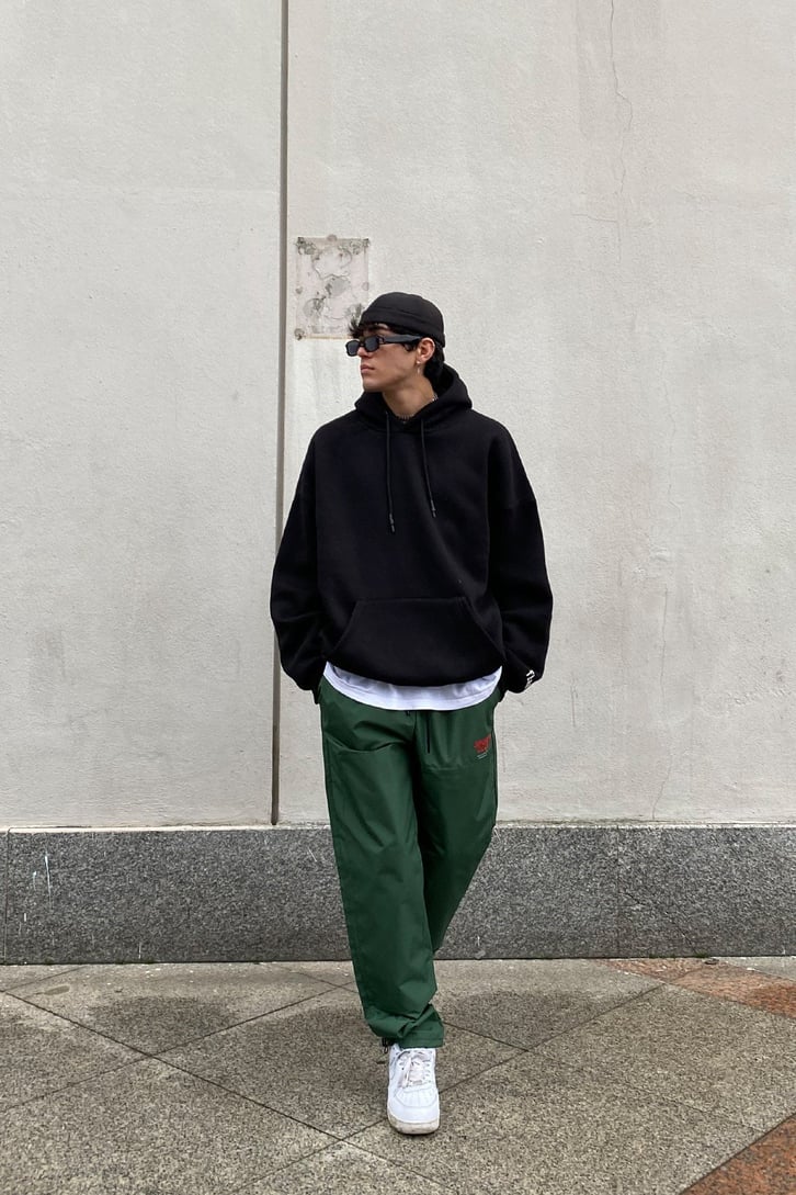 Sports Club Oversize Paraşüt Kumaş Khaki Losse Fit Pants