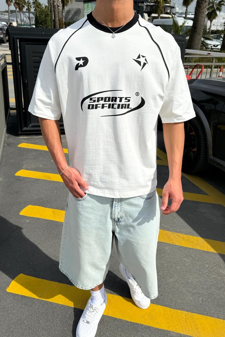 Sports Official Baskılı Oversize Tişört