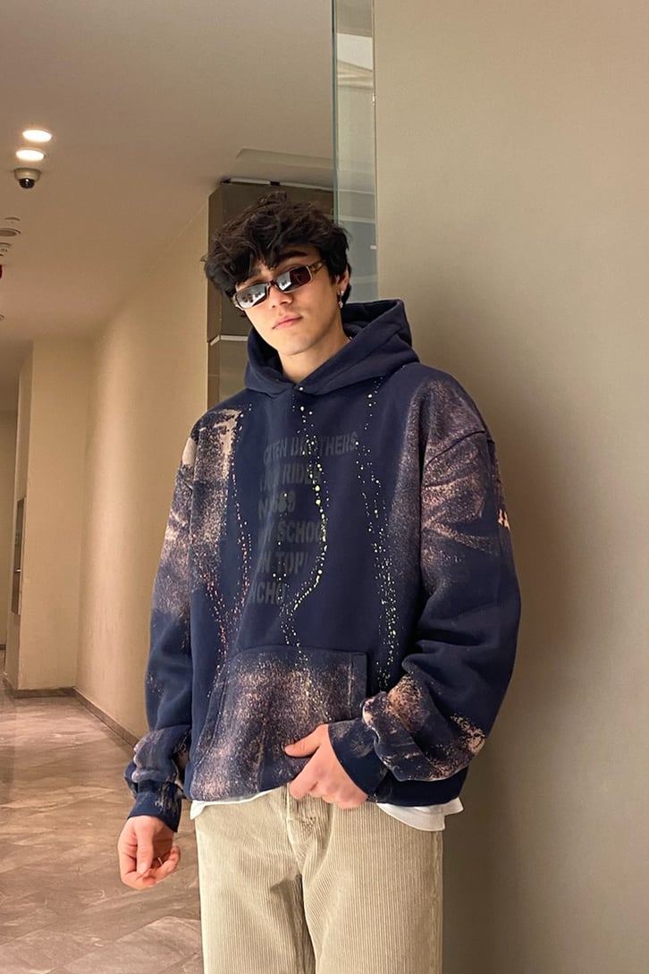 Spray Paint Oversize Printed Hoodie