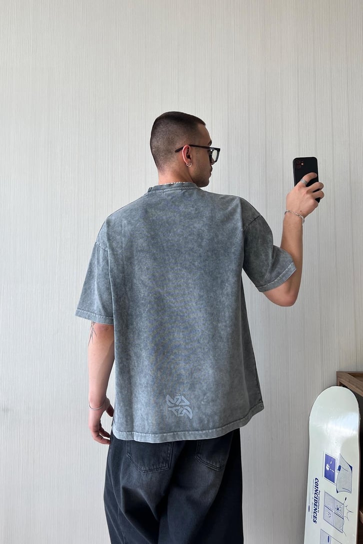 Sprey Paint Füme Oversize Tişört