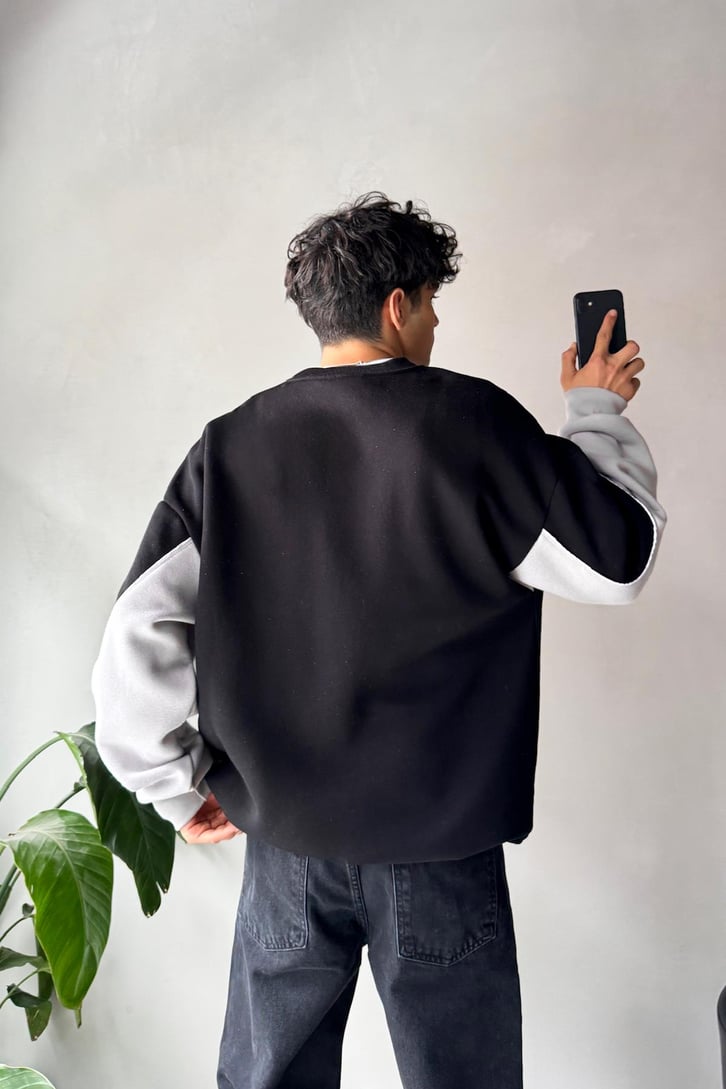 Star Nakışlı Oversize Bisiklet Yaka Sweatshirt