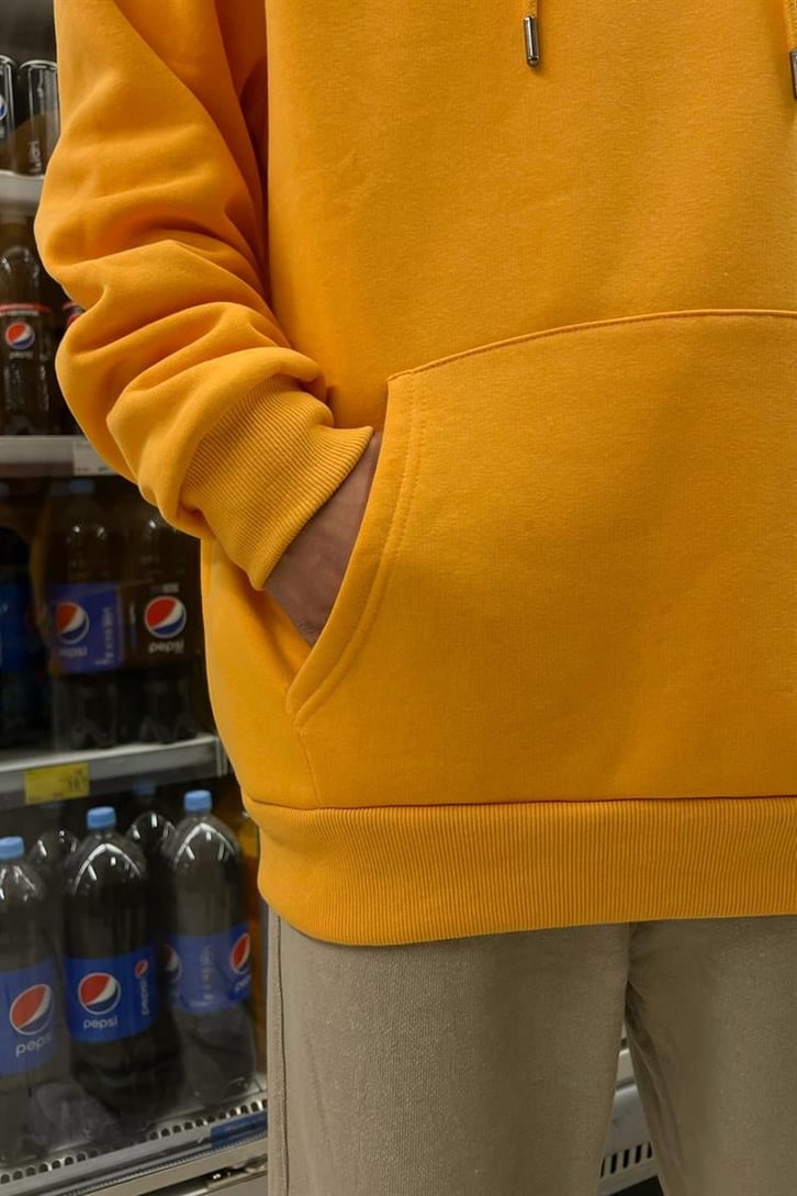 Stargazer Sırt Baskılı Turuncu İçi Pamuklu Oversize Hoodie