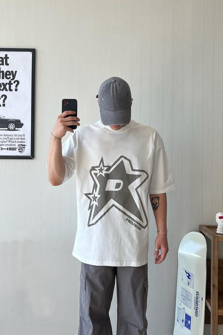Starry Baskılı Oversize Tişört