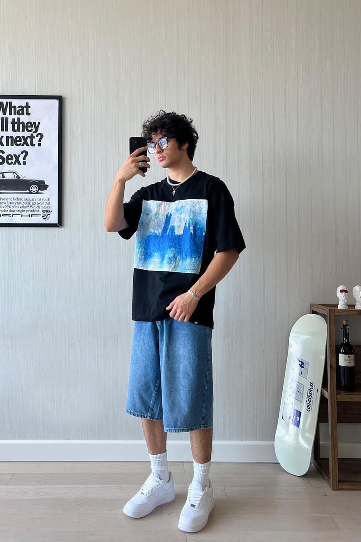 Starry Night Vibe Baskılı Oversize Tişört