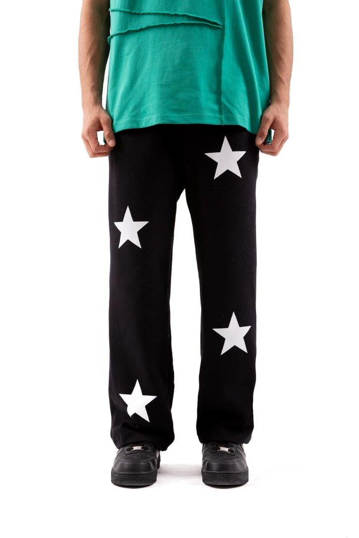 Stars Baskılı Siyah Eşofman Altı