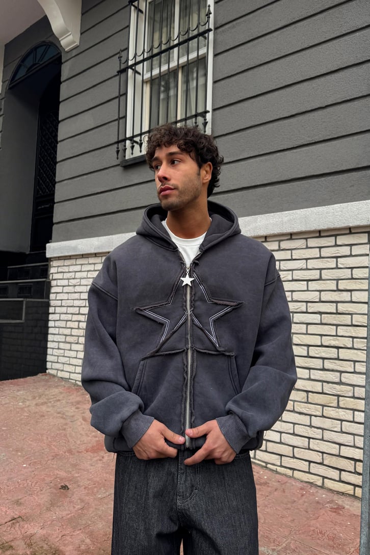 Star's Nakışlı Full Zip Hoodie