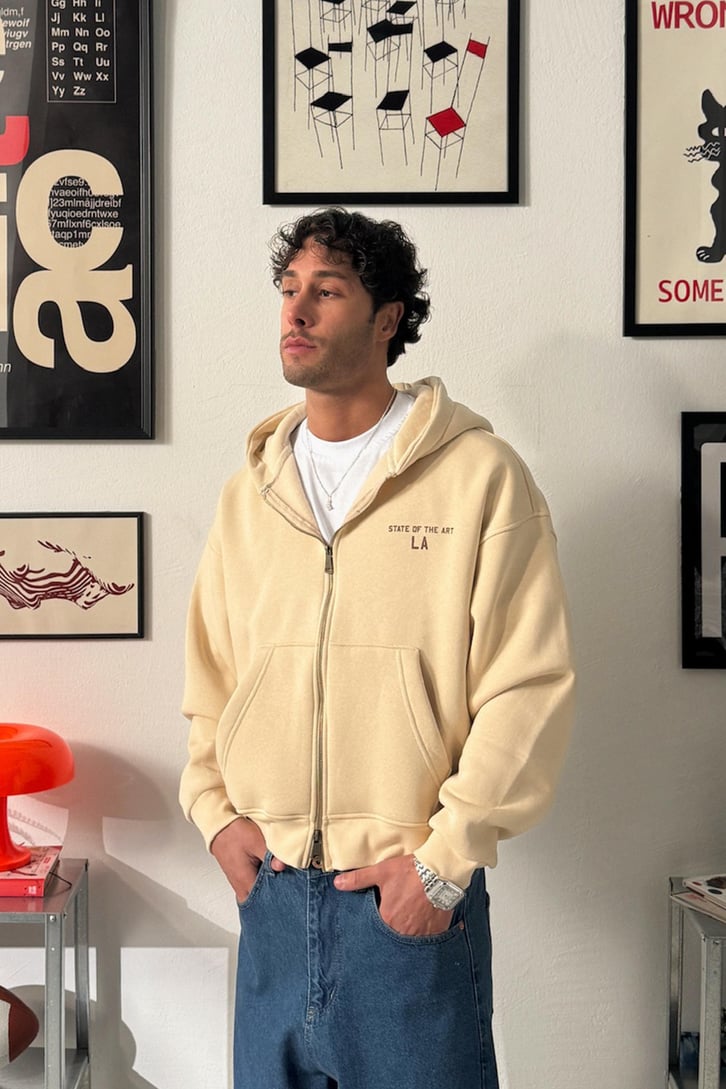 State Of The Art LA Baskılı Fermuarlı Hoodie