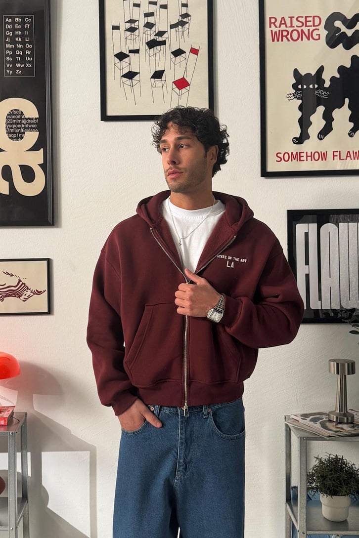 State Of The Art LA Baskılı Fermuarlı Hoodie