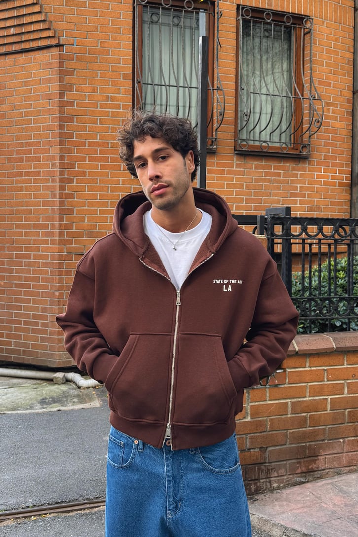 State Of The Art LA Baskılı Fermuarlı Hoodie
