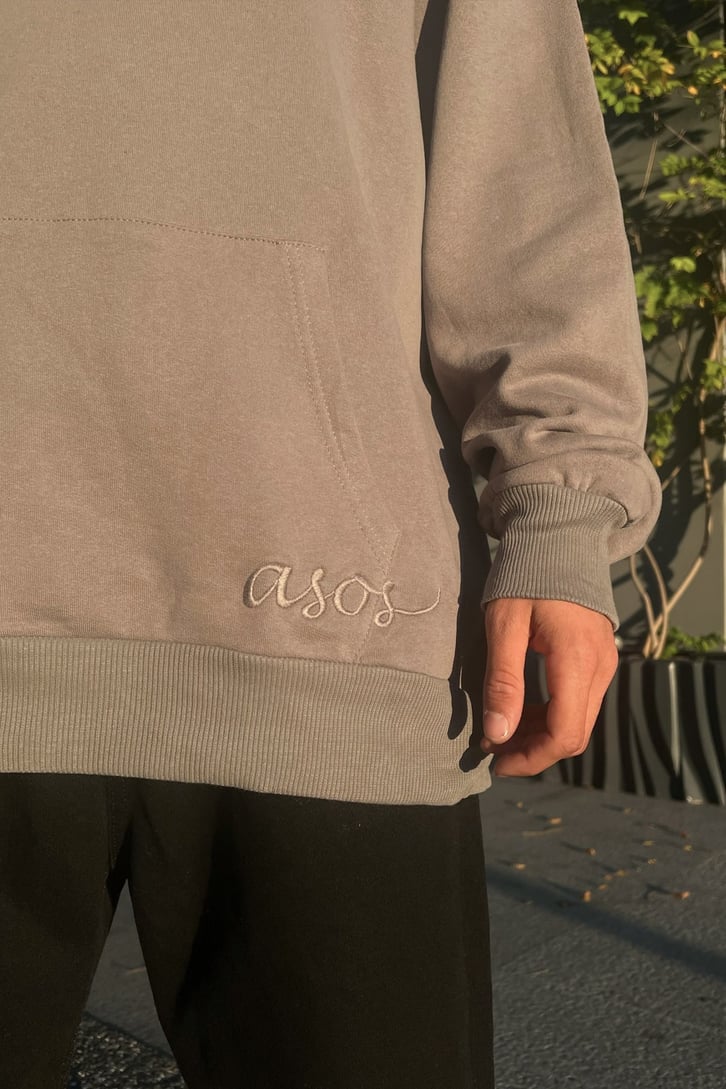 Statue Sırt Baskılı Koyu Gri Oversize Sweatshirt