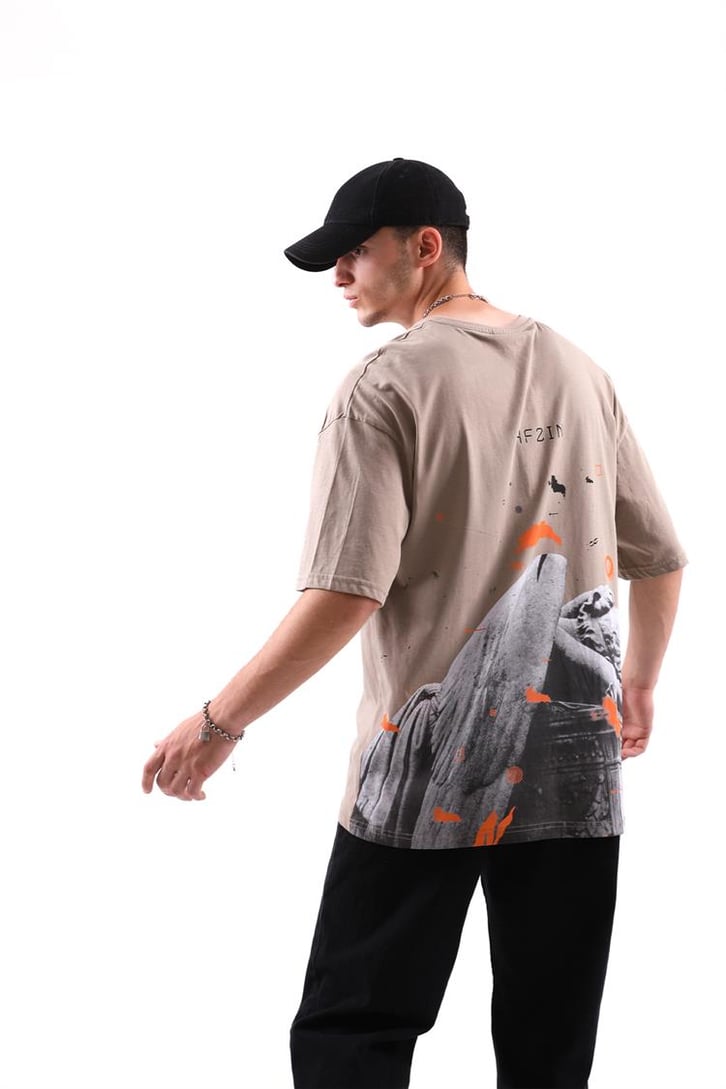 Statue Sırt Baskılı Oversize Tshirt