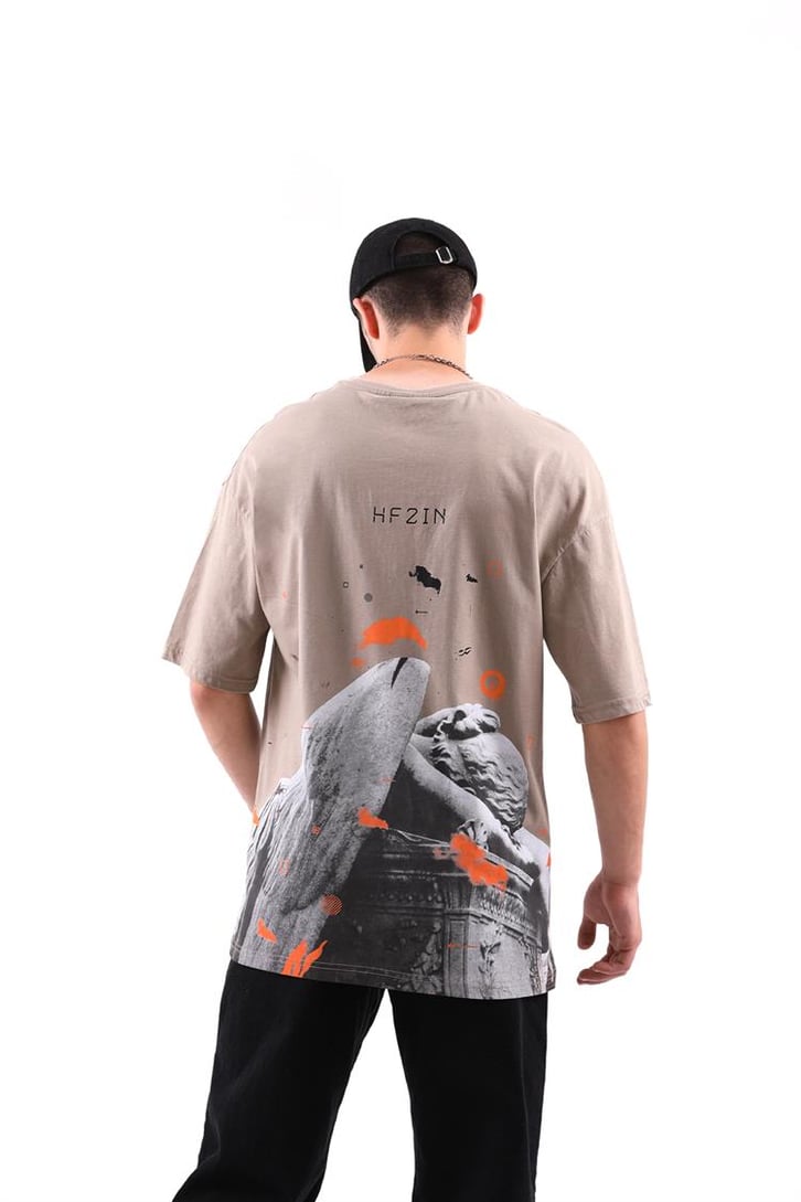 Statue Sırt Baskılı Oversize Tshirt
