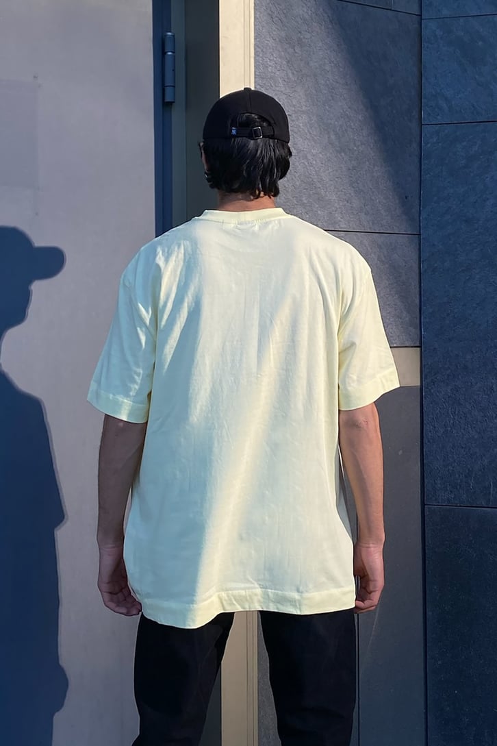 Stereo Baskılı Sarı Oversize Tshirt