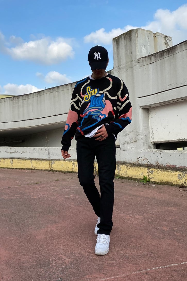 Stop Look Back Printed Oversize Sweatshirt