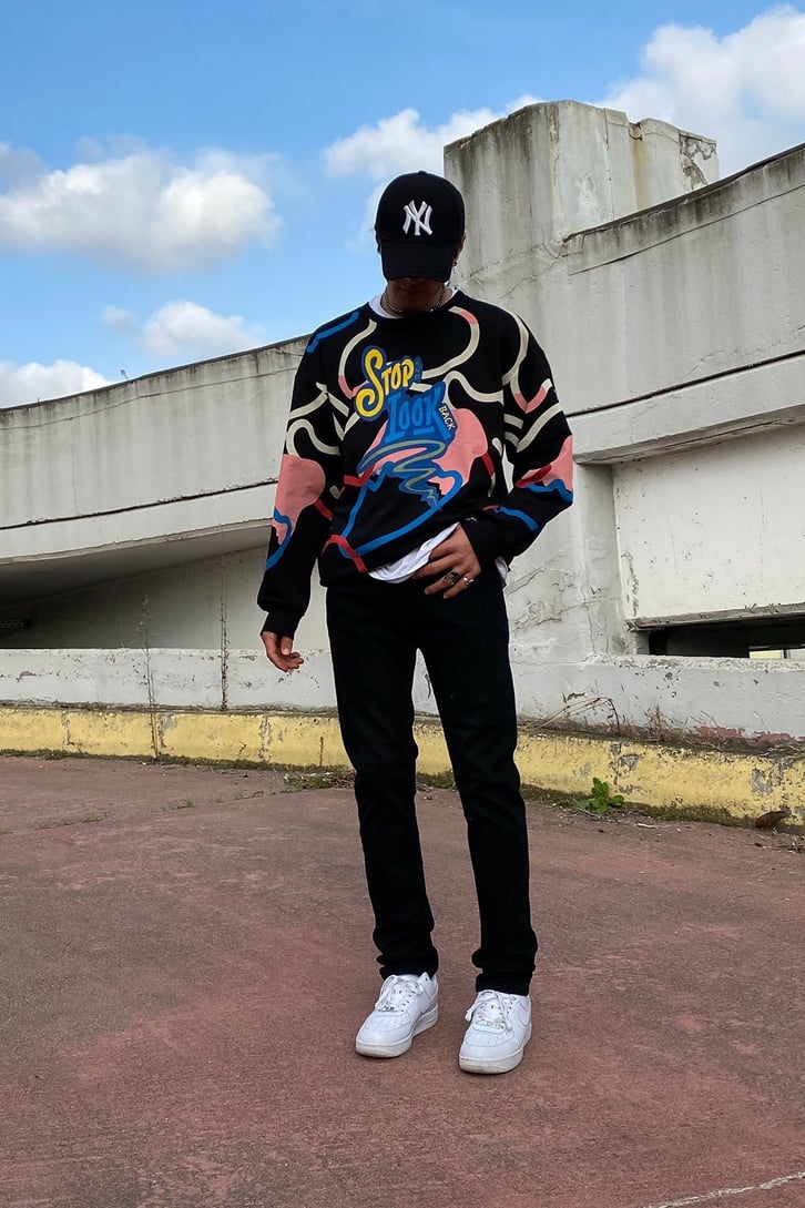 Stop Look Back Printed Oversize Sweatshirt