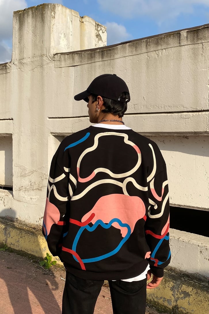 Stop Look Back Printed Oversize Sweatshirt