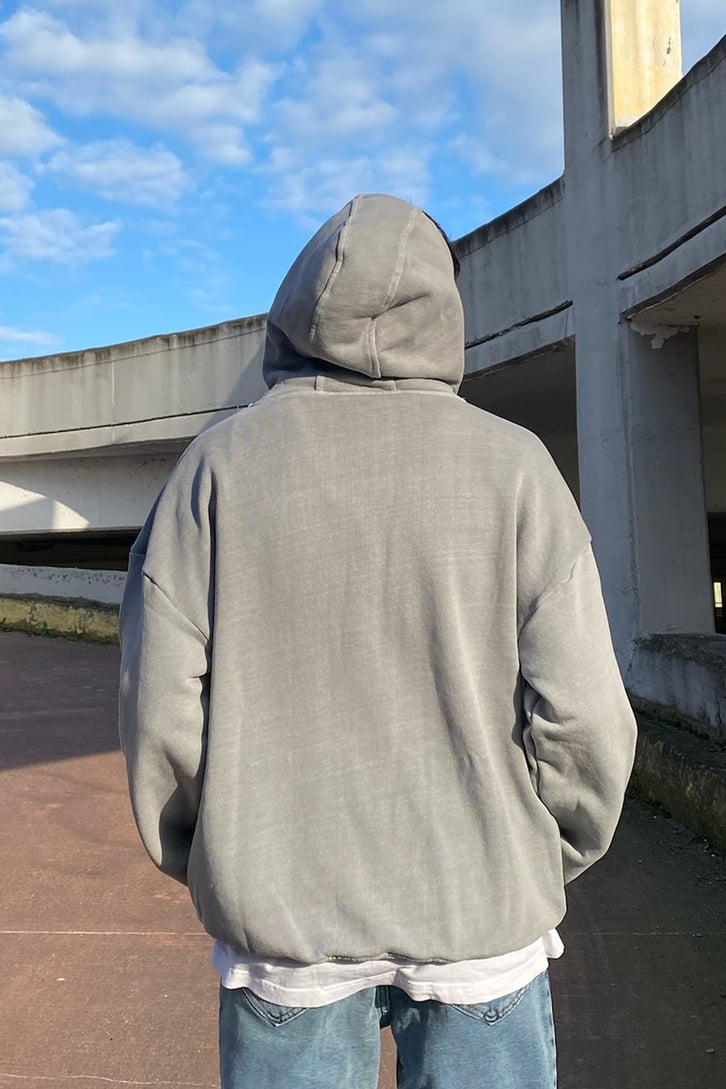 Stop Snitchin Nakış İşlemeli Oversize Premium Gri Hoodie