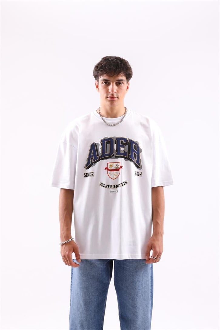 Stoutch Baskılı Beyaz Oversize Tshirt