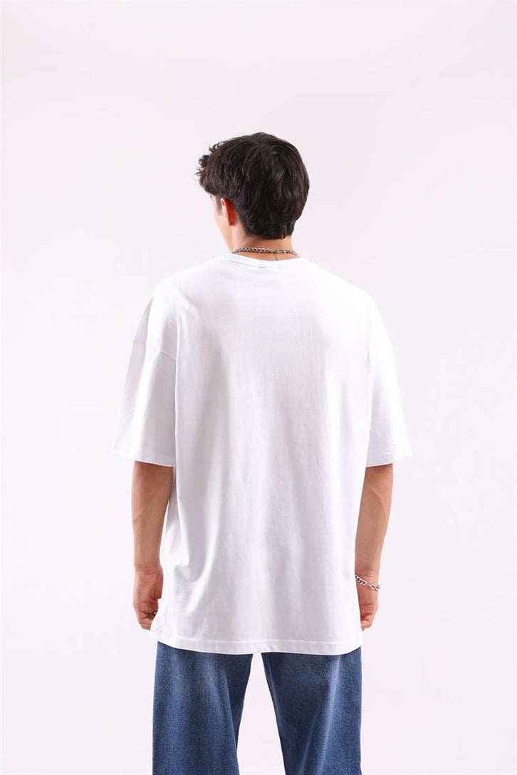 Stoutch Baskılı Beyaz Oversize Tshirt