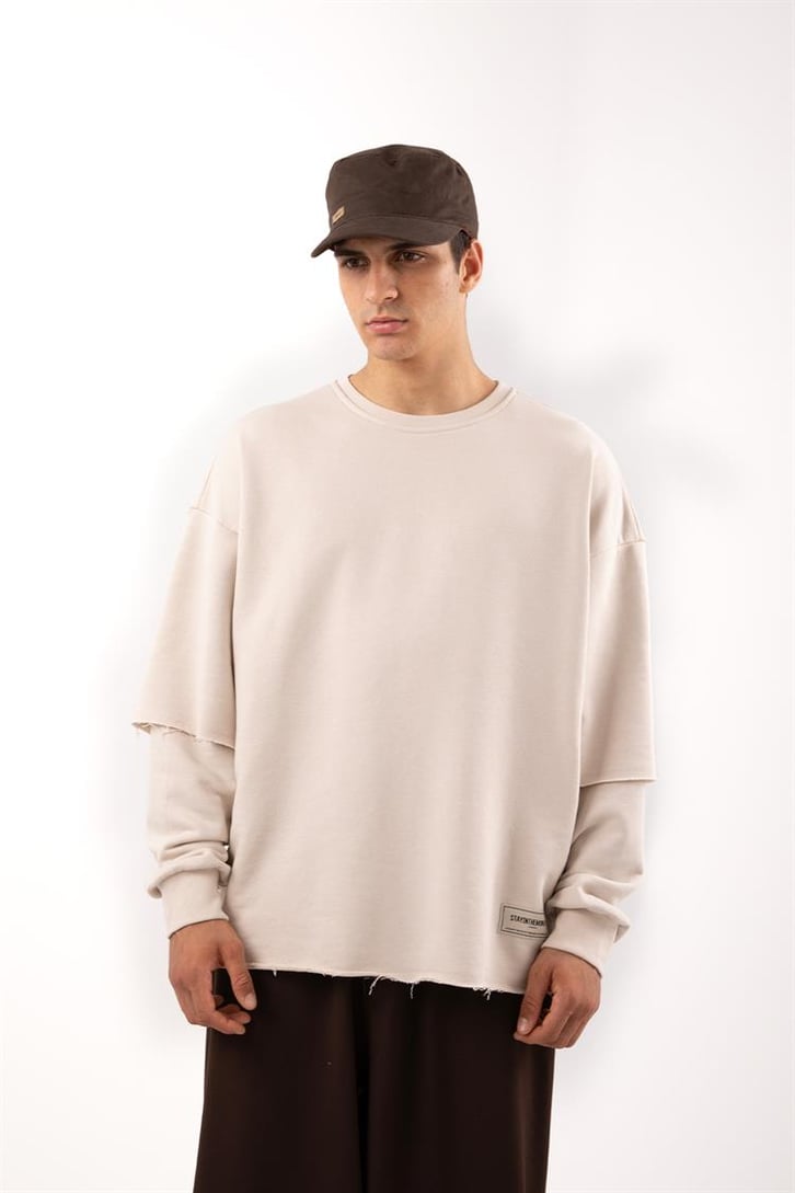 Street Taş Rengi Long Sleeve Sweatshirt