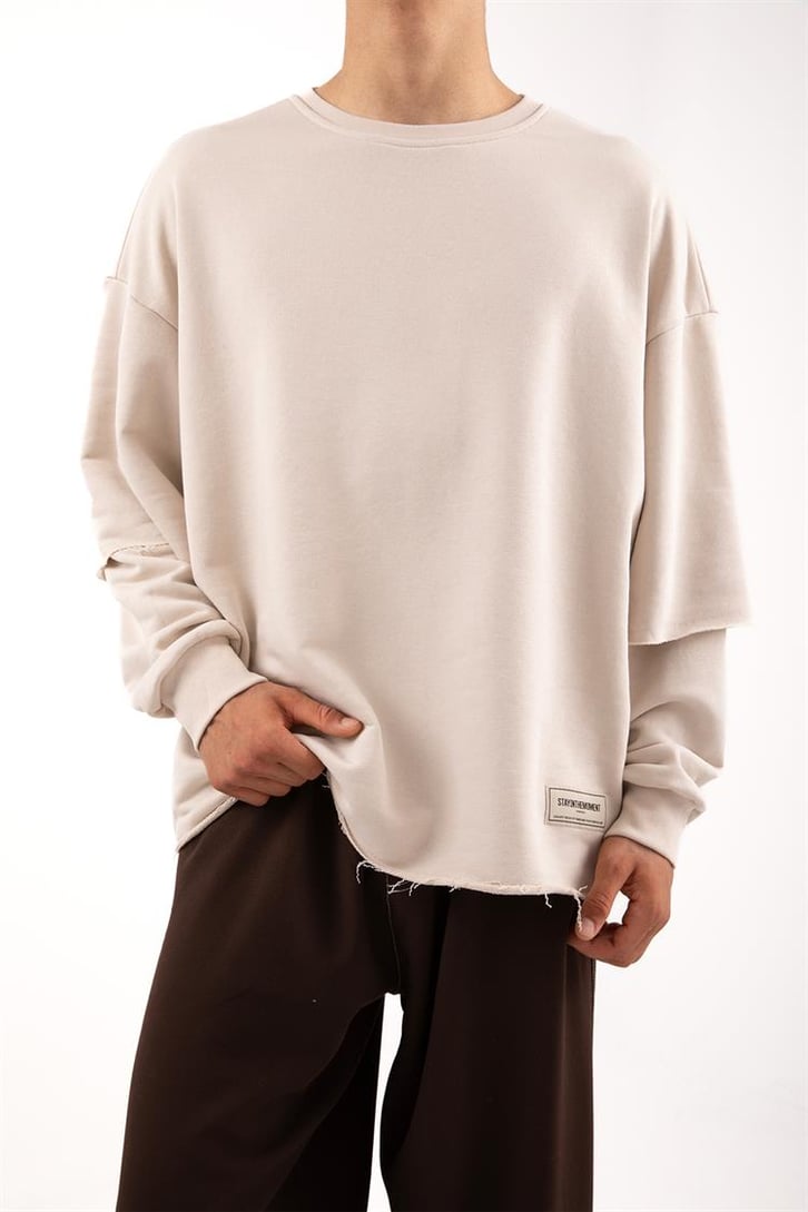 Street Taş Rengi Long Sleeve Sweatshirt