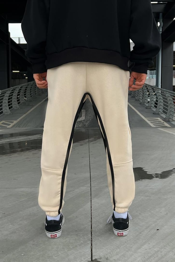 Striped Bej Jogger Fit Eşofman Altı