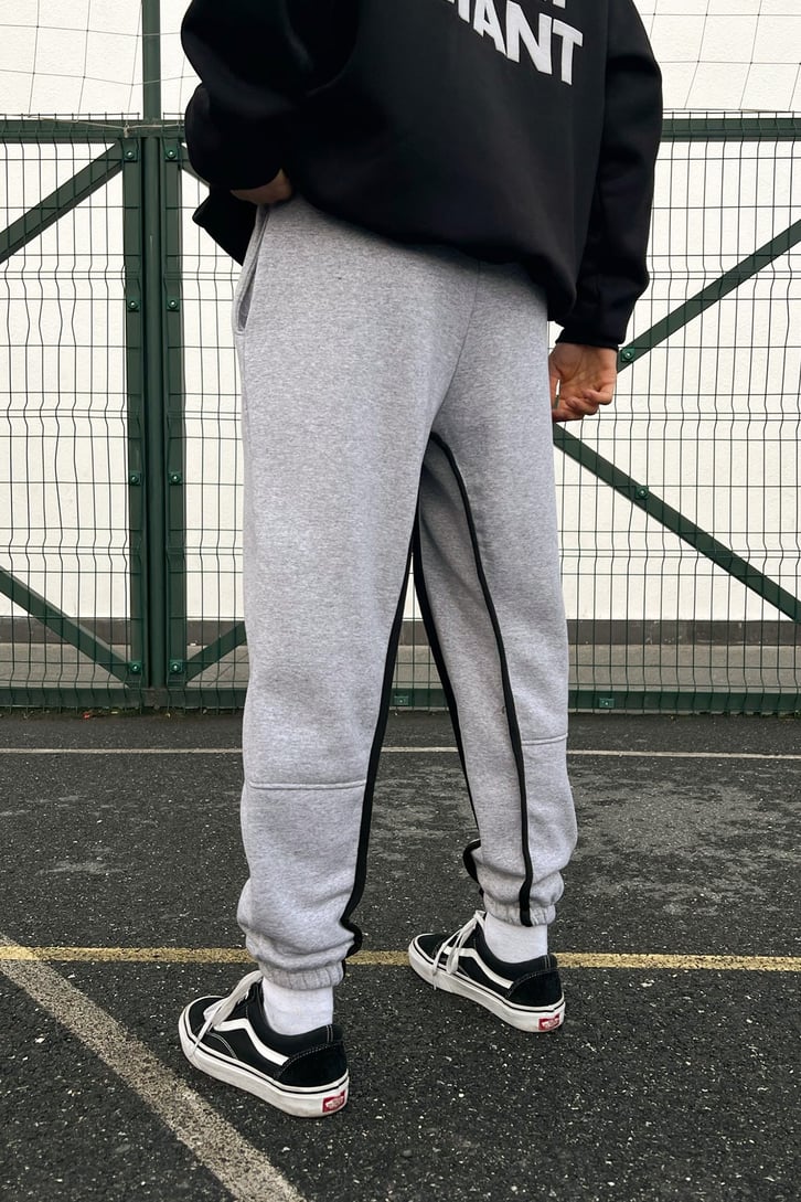 Striped Gri Jogger Fit Eşofman Altı