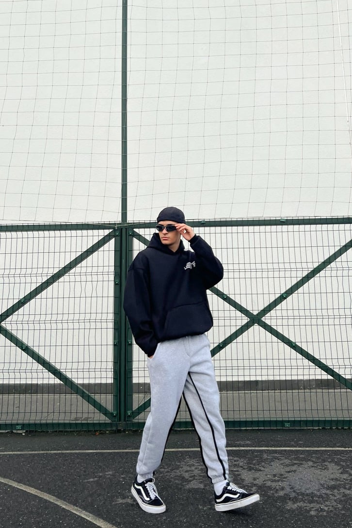 Striped Gri Jogger Fit Eşofman Altı
