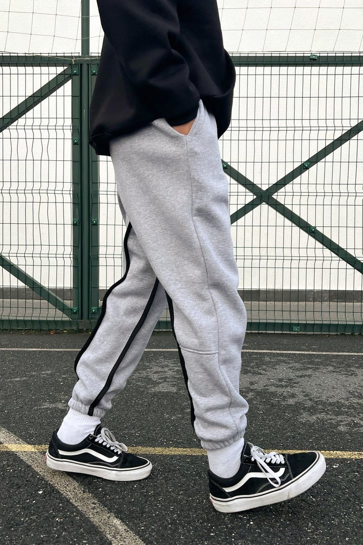 Striped Gri Jogger Fit Eşofman Altı