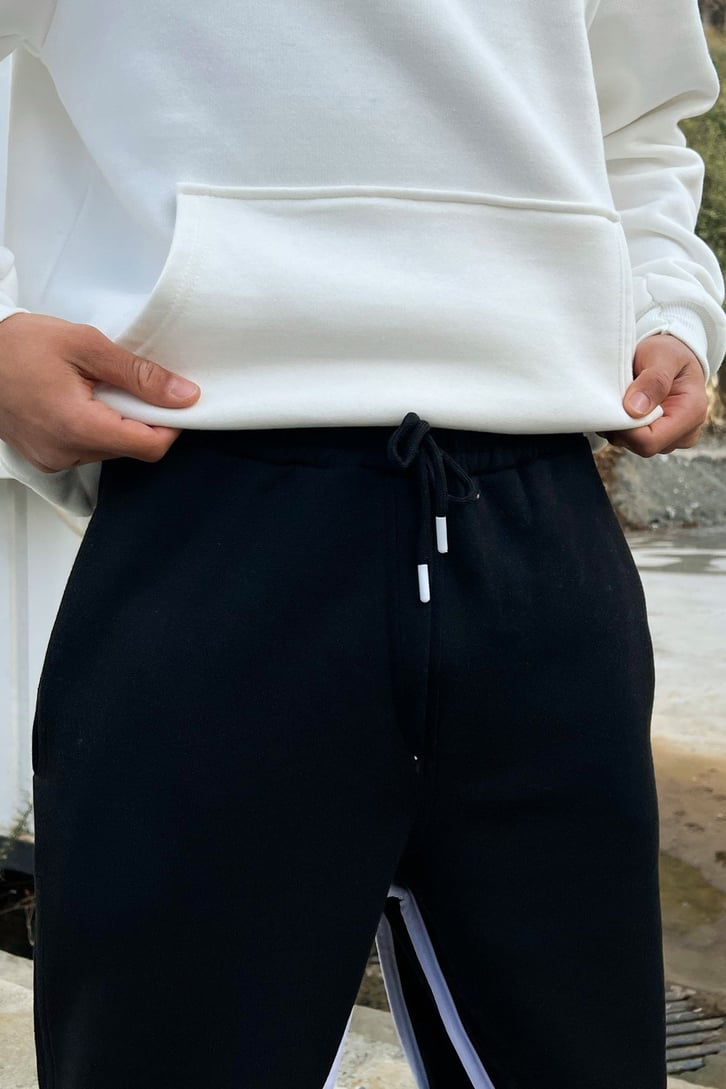 Striped Siyah Jogger Fit Eşofman Altı
