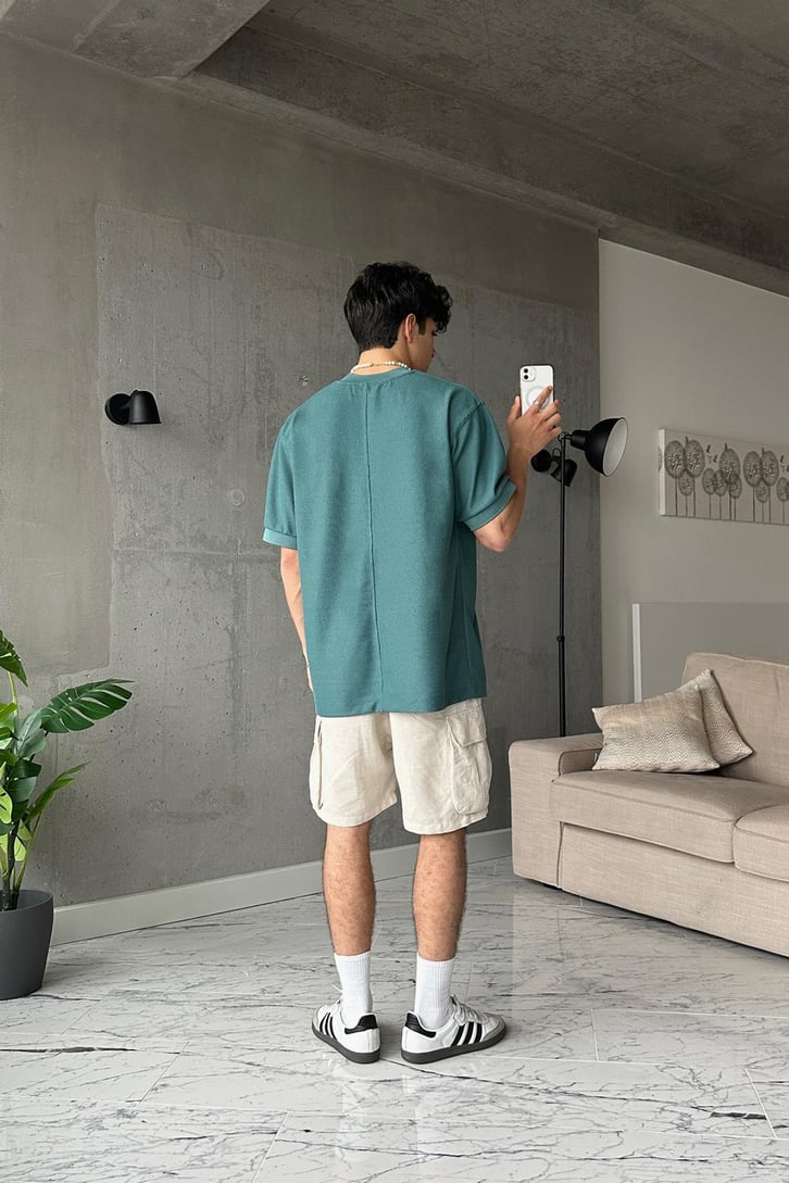 Struggle Manager Nakışlı Yeşil Oversize Tişört