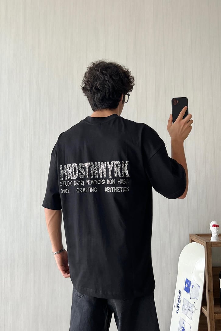 Studio 212 Taş Baskılı Oversize Tişört