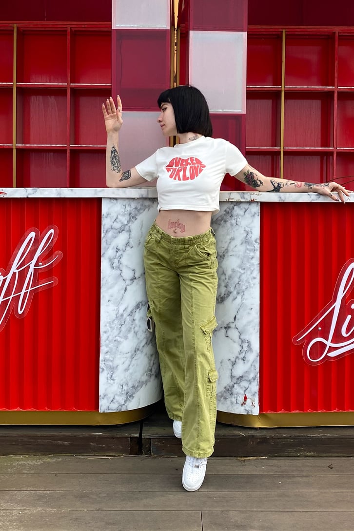 Sucked For Love Baskılı Crop Tshirt