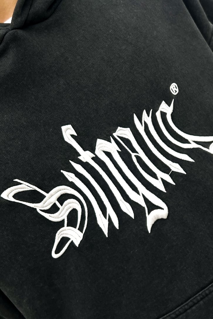 Sufgang Nakışlı Füme Oversize Hoodie