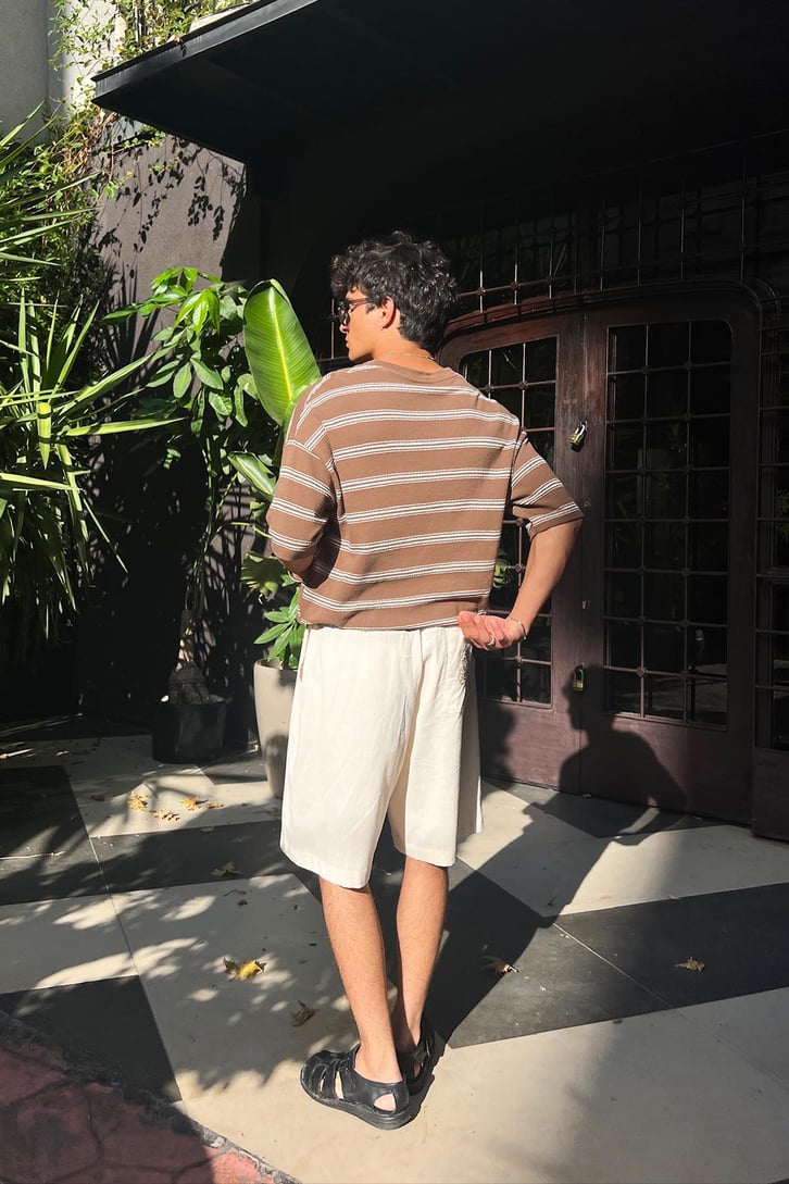 Summer Wind Çizgili Örme Oversize Tişört