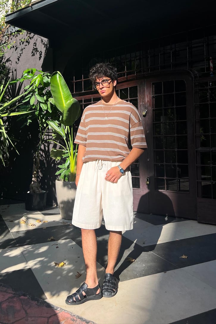 Summer Wind Çizgili Örme Oversize Tişört