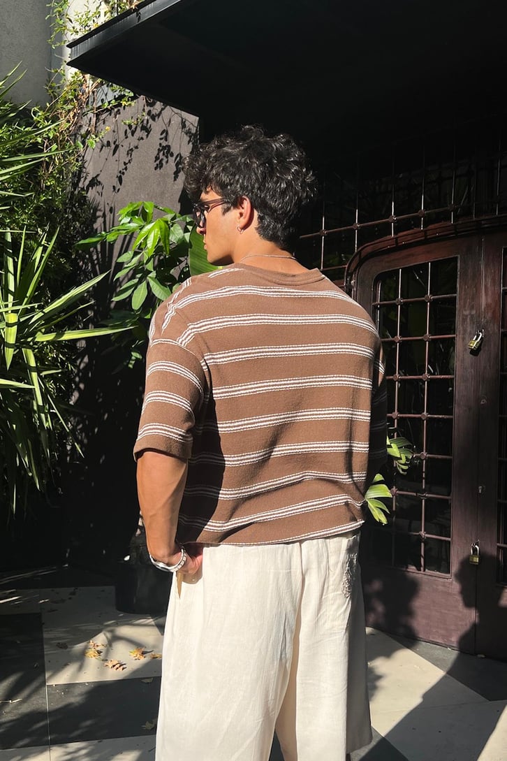 Summer Wind Çizgili Örme Oversize Tişört