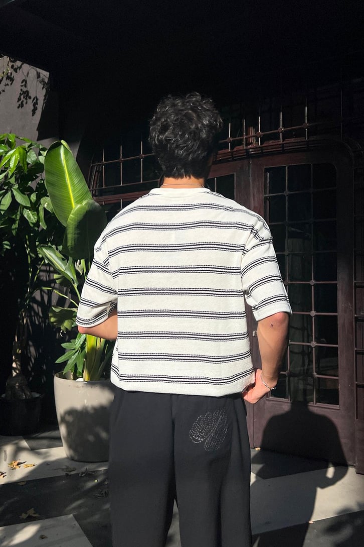 Summer Wind Çizgili Örme Oversize Tişört