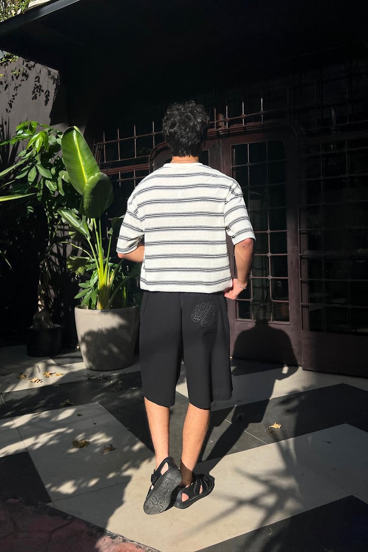 Summer Wind Çizgili Örme Oversize Tişört