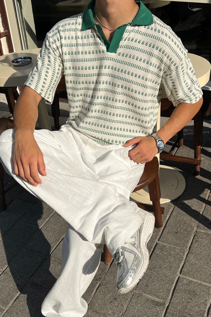 Summer Wind Örme Polo Yaka Tişört