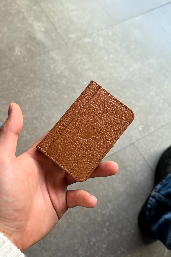 Suni Deri Minimal Oval Kartlık