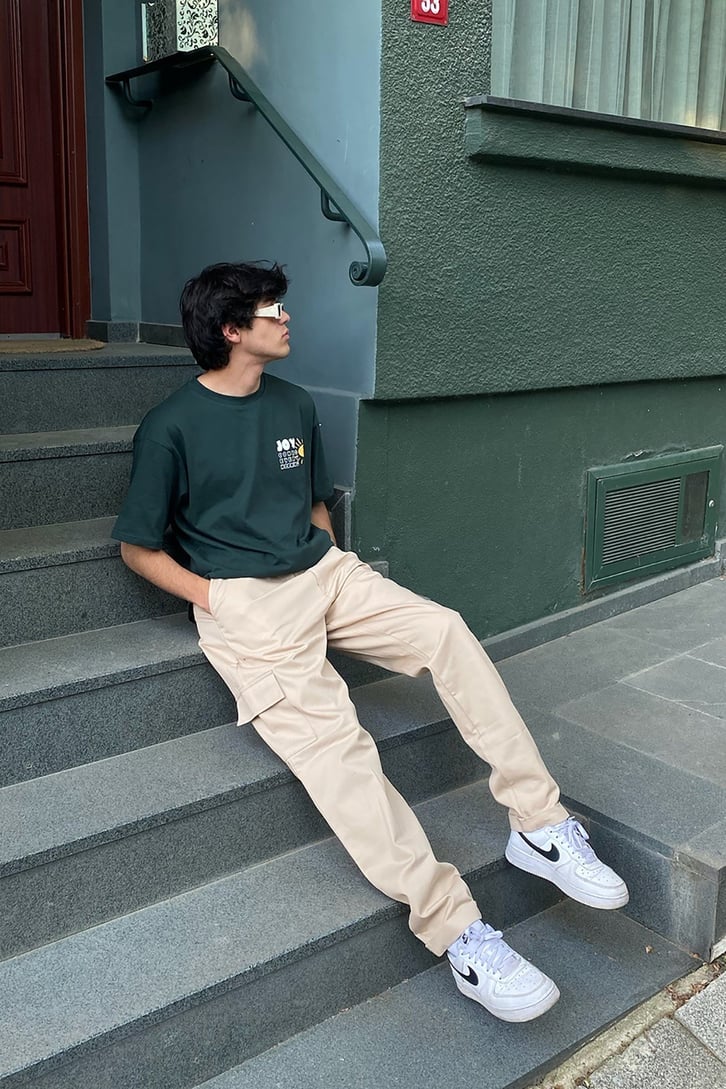 Sun&Joy Baskılı Beyaz Oversize Tshirt