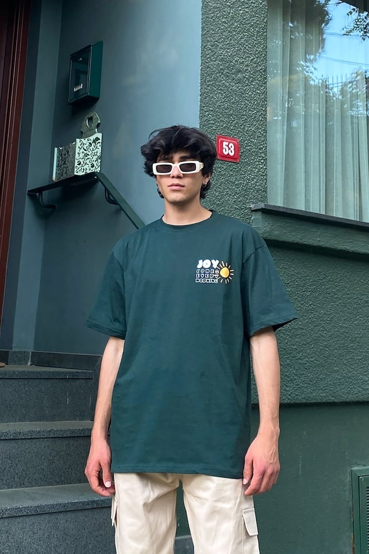 Sun&Joy Baskılı Beyaz Oversize Tshirt